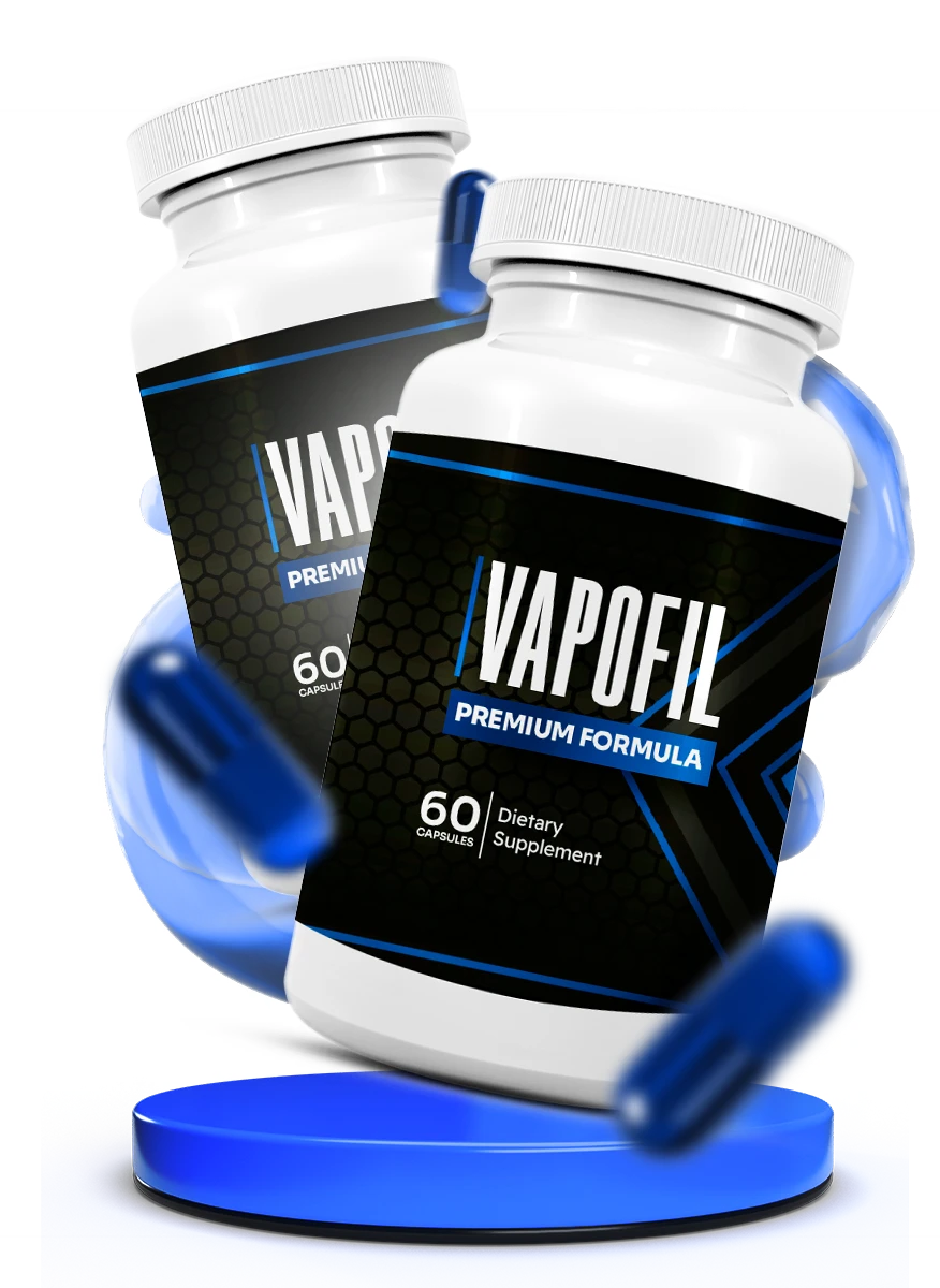 VapoFil men's vitality supplement bottles with capsules